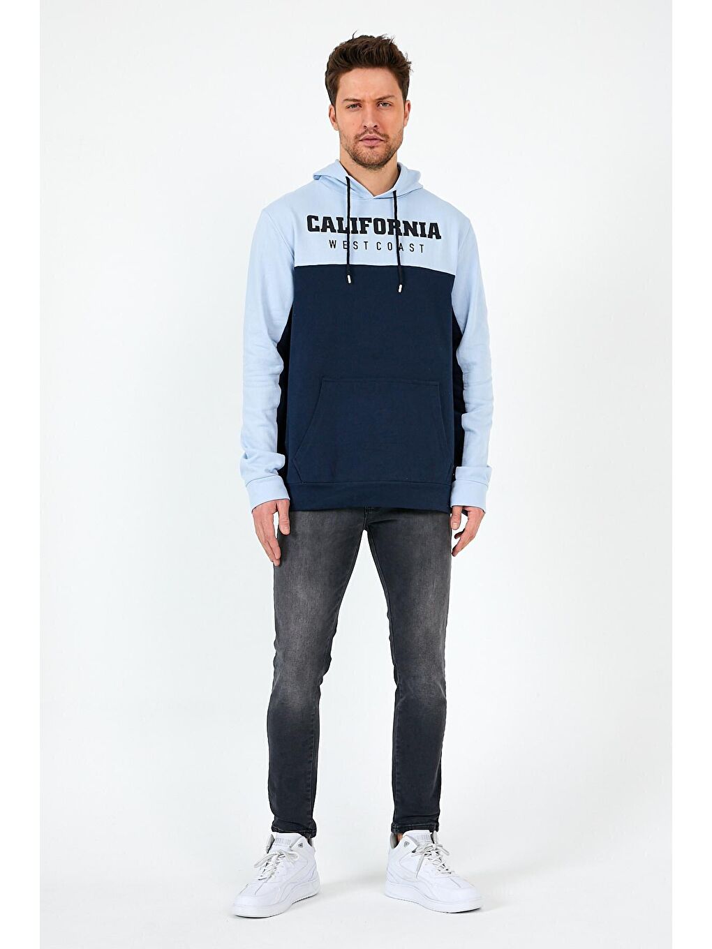 Mavi Erkek Kapüşonlu Garnili Regular Fit California Baskılı Hoodie SPR22SW166-4