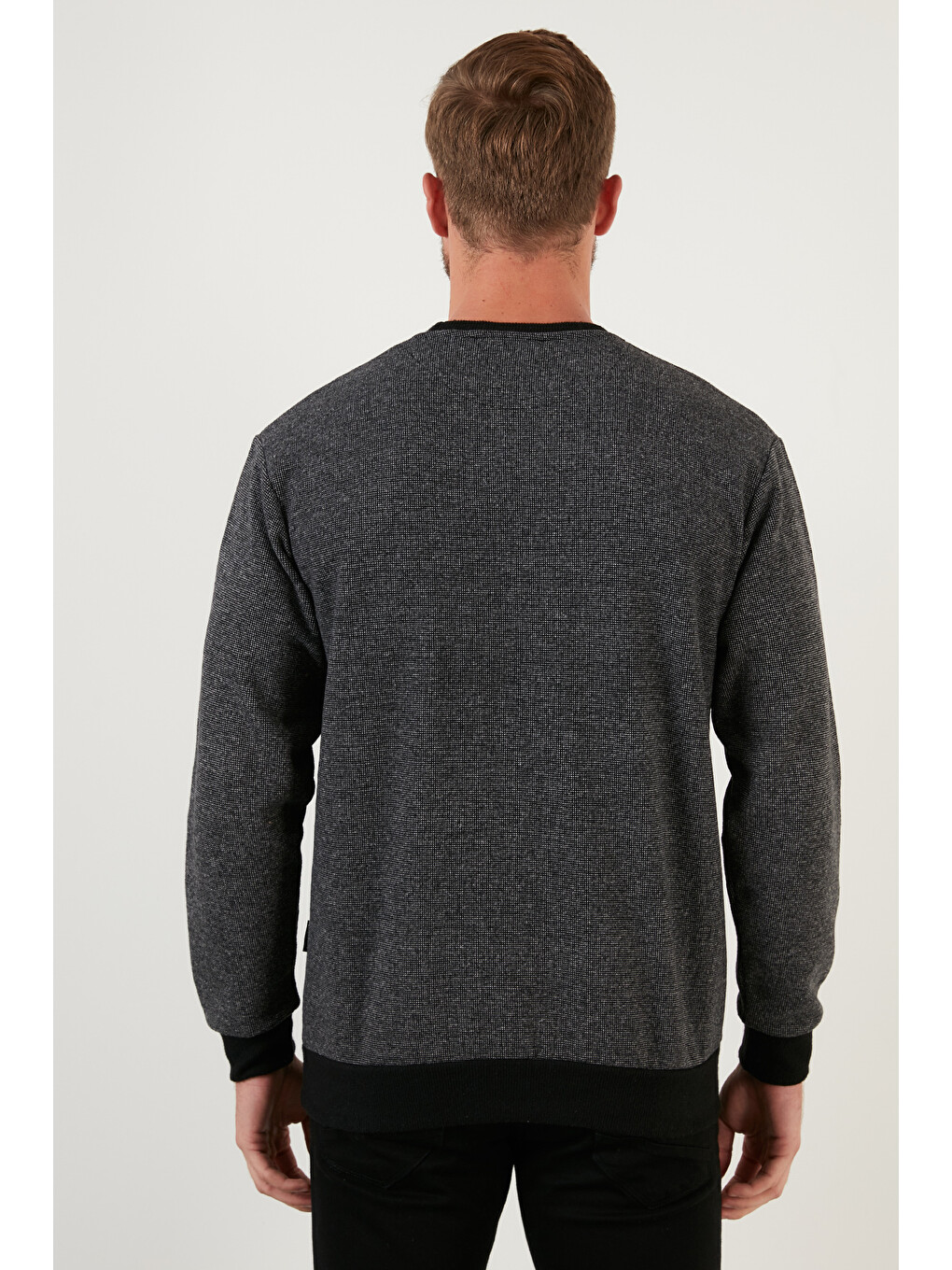 Gri Slim Fit Bisiklet Yaka Pamuklu Kazak 4562013w4-4