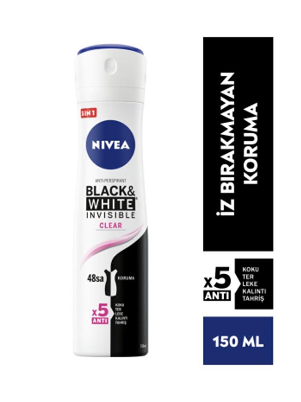 NIVEA Şeffaf Invısıble Black&Whıte Clear Sprey Deodorant 150 ml Kadın 3'Lü Paket - 1