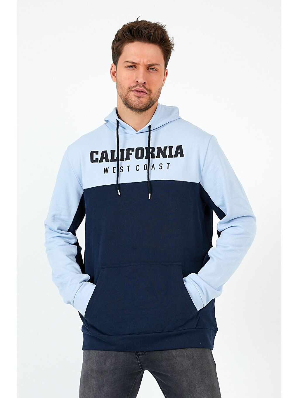 Mavi Erkek Kapüşonlu Garnili Regular Fit California Baskılı Hoodie SPR22SW166-3