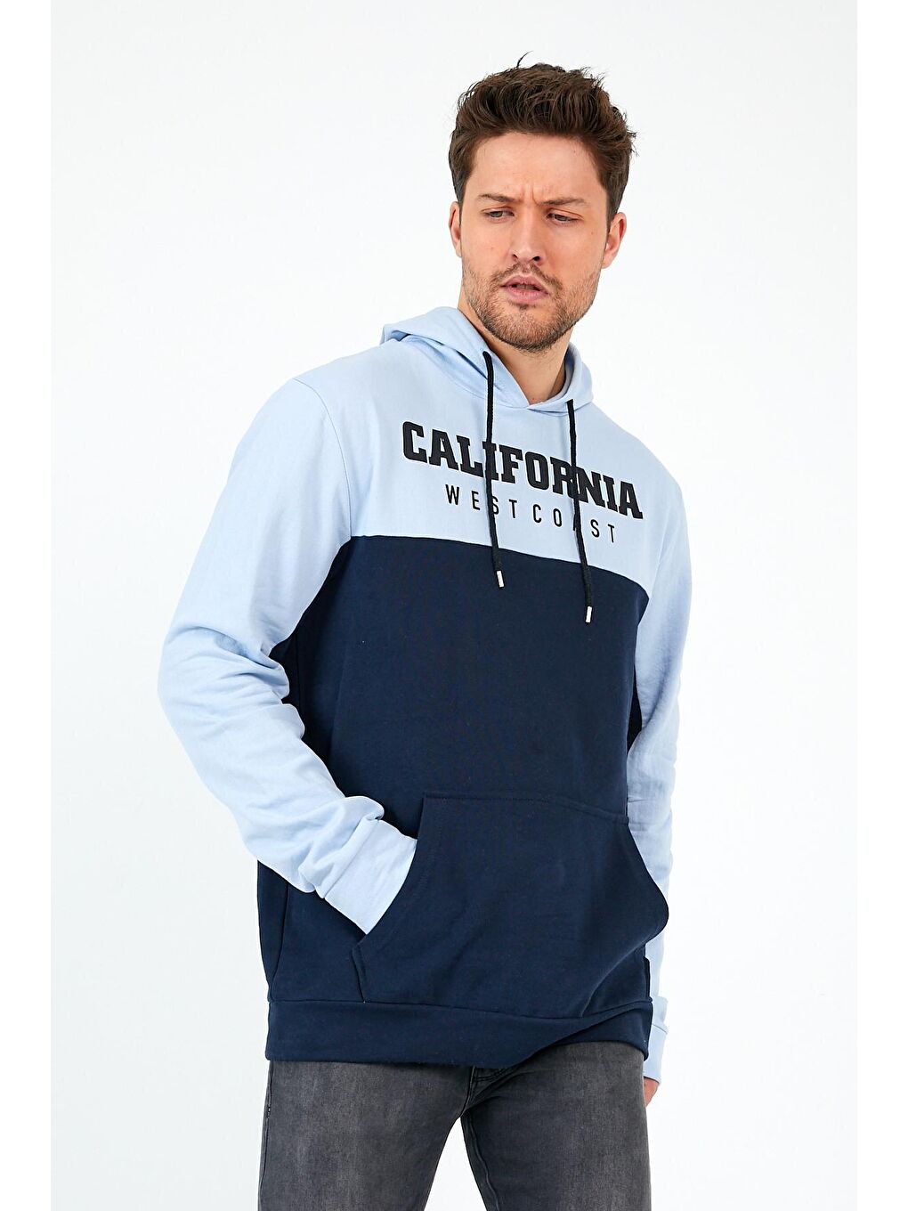 Mavi Erkek Kapüşonlu Garnili Regular Fit California Baskılı Hoodie SPR22SW166-2