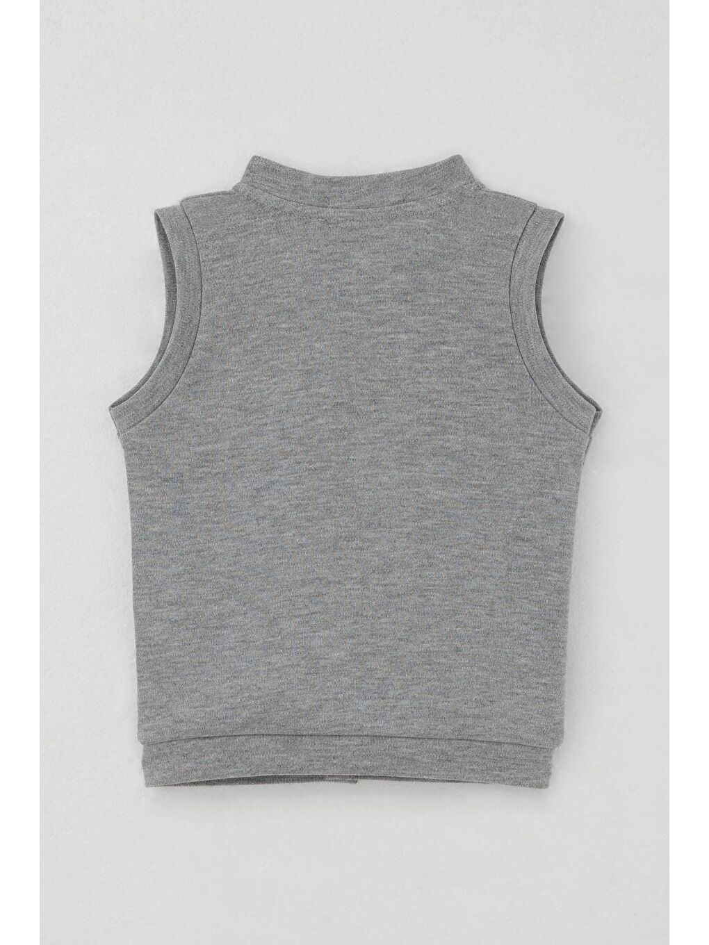 Erkek Bebek Yelek Çıtçıtlı Sevimli Balonlu Ayıcık Armalı Gri Melanj (4-9 Ay)-1