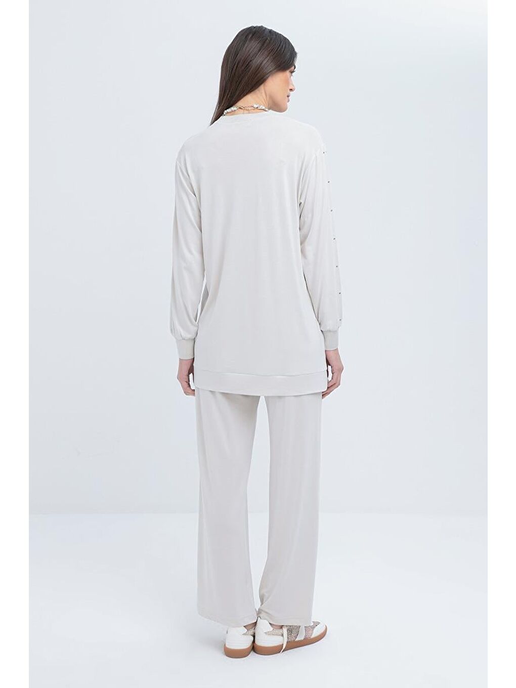 Bej Taş-Taş Detaylı Sweat-2