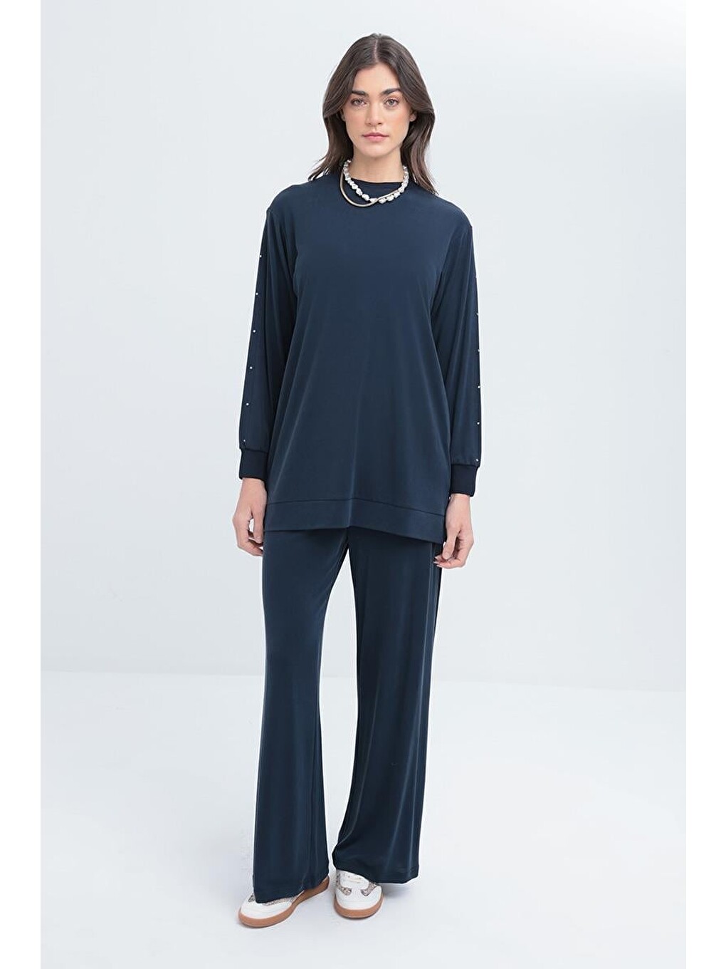 İndigo-taş Detaylı Sweat-1