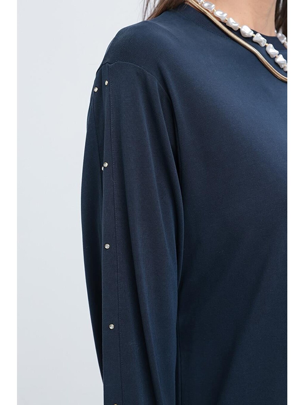 İndigo-taş Detaylı Sweat-3