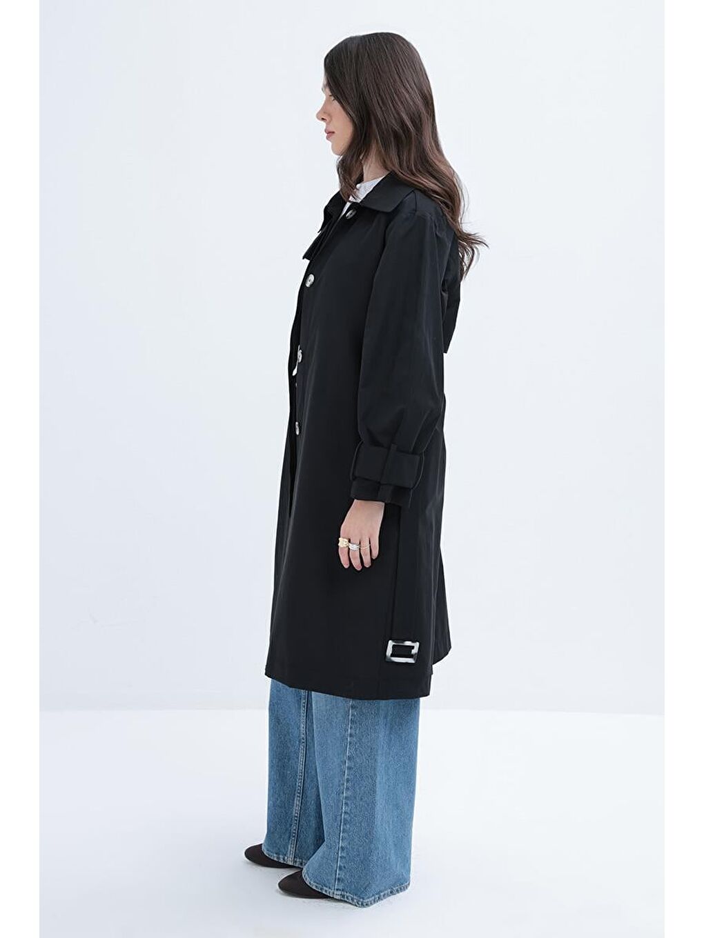 Siyah-Kemerli Cepli Rüzgarlıklı Trençkot-2