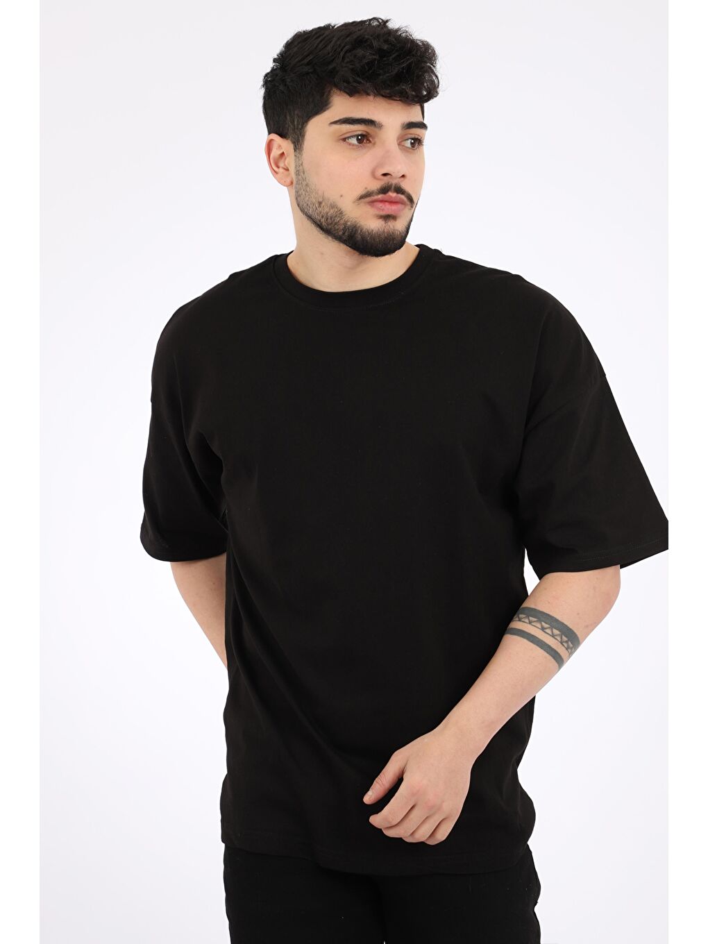 Stilkombin Siyah Basic Oversize Erkek Tişört BLD