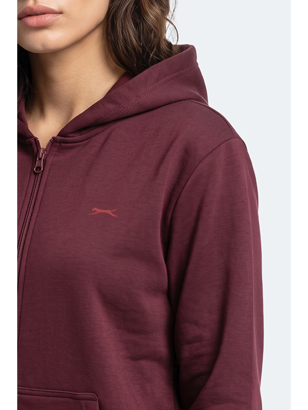 Sera I Kadın Fermuarlı Bordo Sweatshırt-1