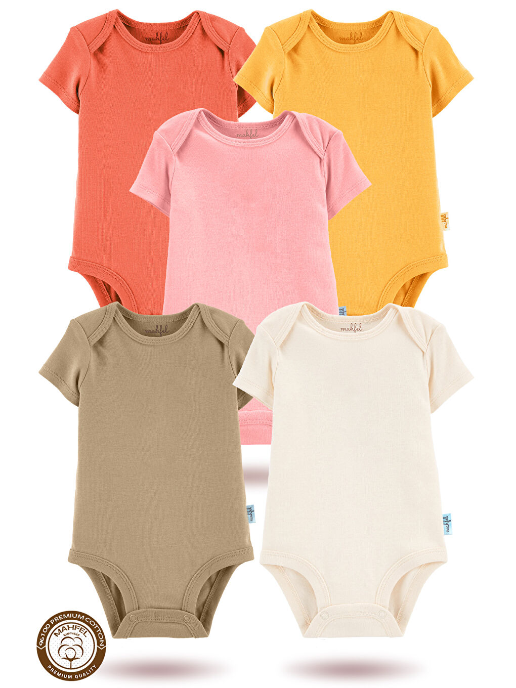 Pembe 5 li  100 Pamuklu Organik  Çıtçıtlı Bebek Body Zıbın