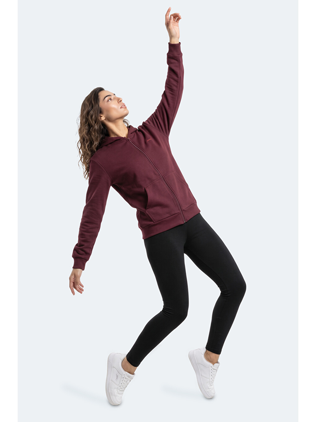 Sera I Kadın Fermuarlı Bordo Sweatshırt-3