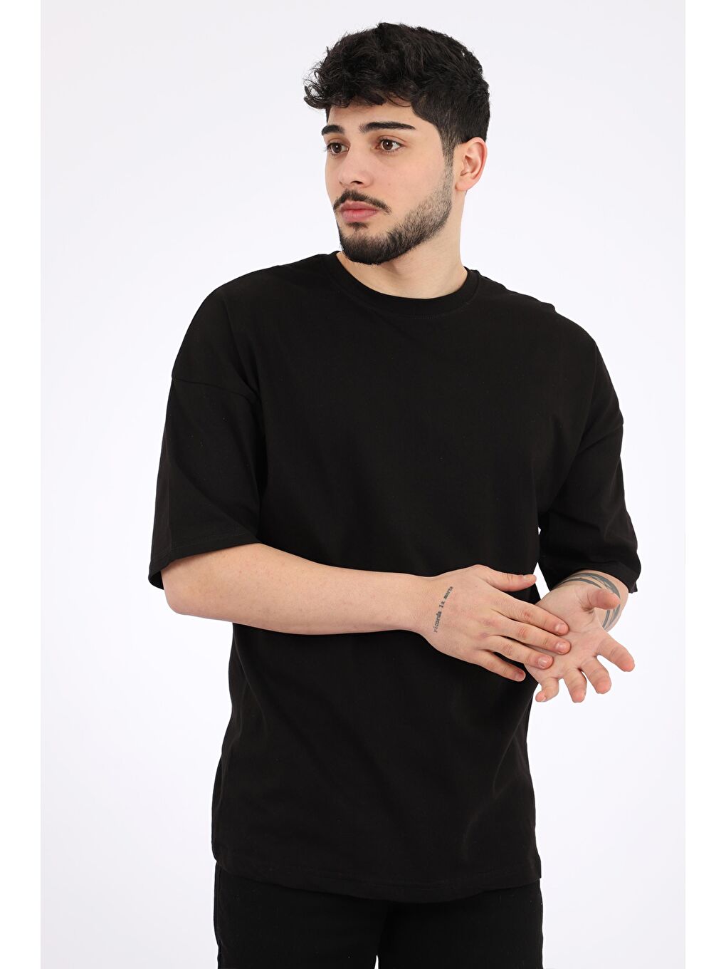 Stilkombin Siyah Basic Oversize Erkek Tişört BLD - 1