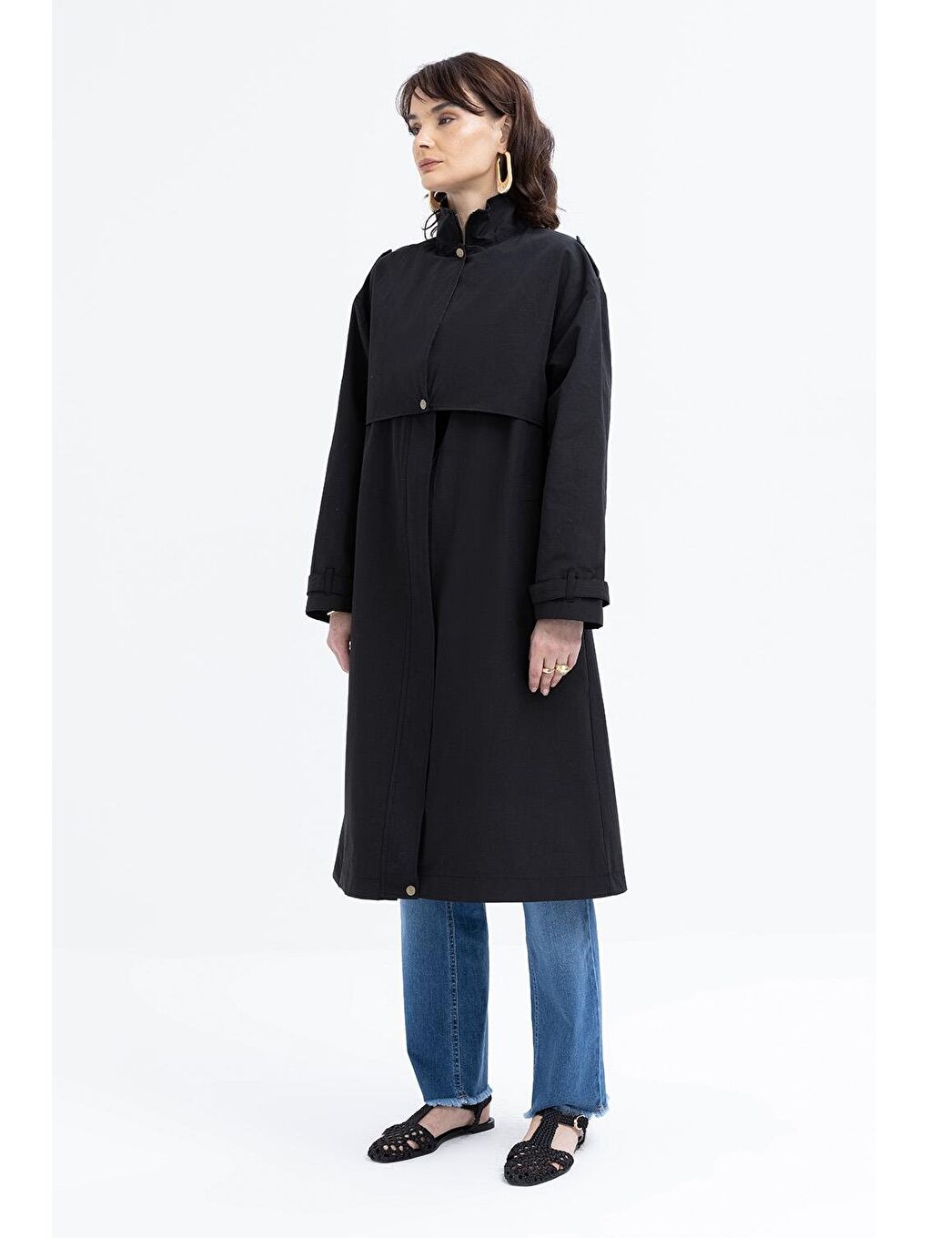 Siyah-Cepli Rüzgarlıklı Trençkot-2