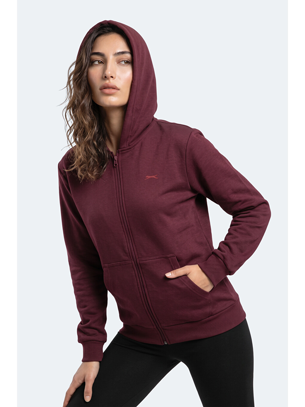 Sera I Kadın Fermuarlı Bordo Sweatshırt-4