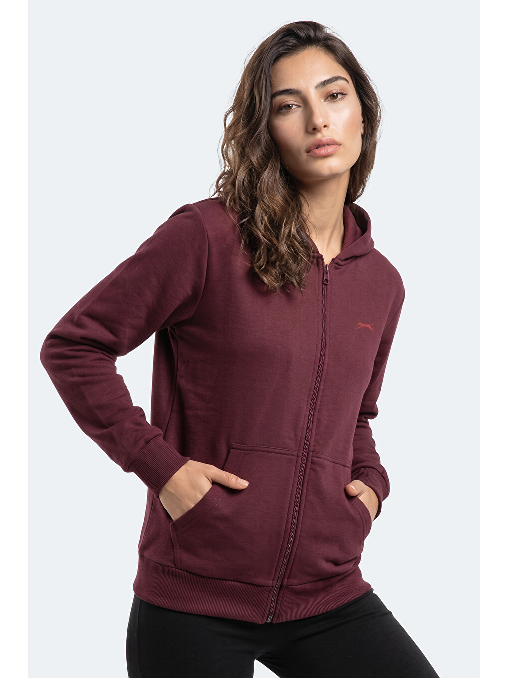 Sera I Kadın Fermuarlı Bordo Sweatshırt-5