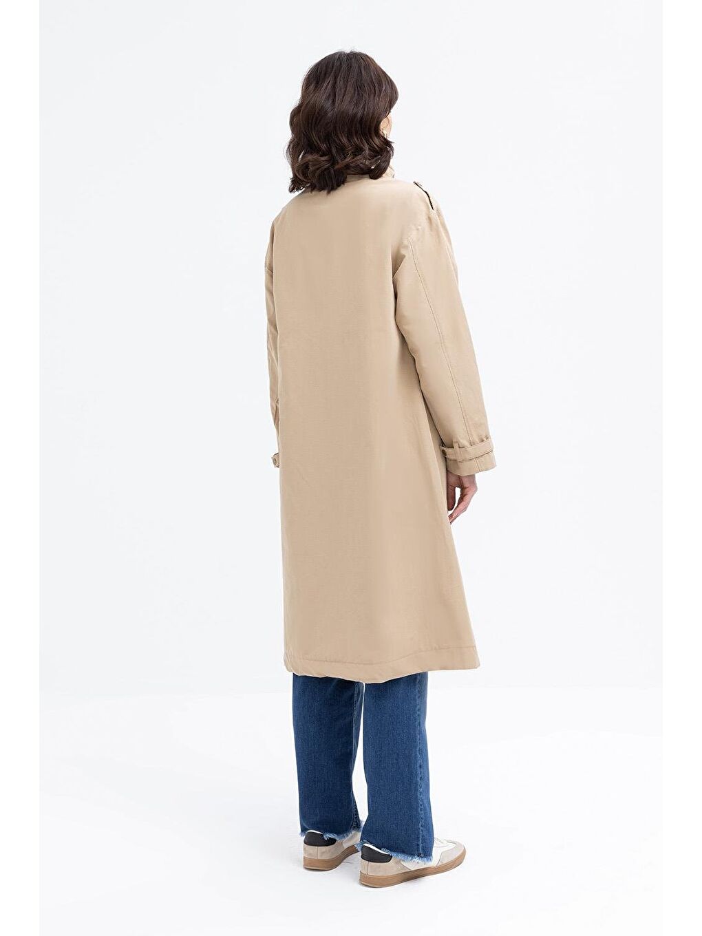 Bej-Cepli Rüzgarlıklı Trençkot-3