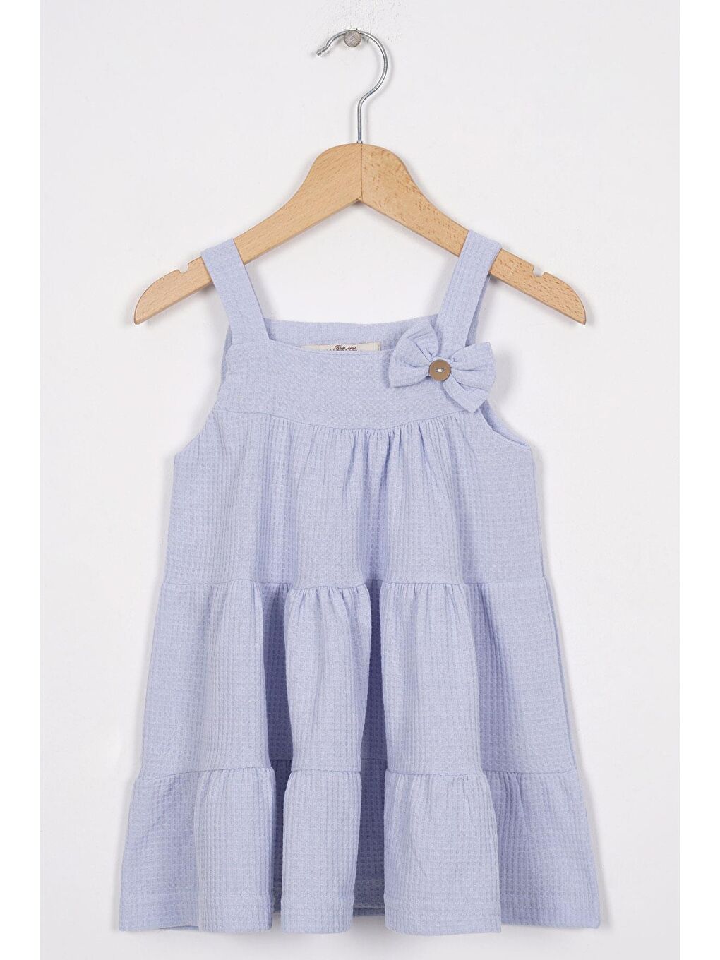 Fiyonk Detaylı Bebe Mavisi Renk Kız Çocuk Elbise