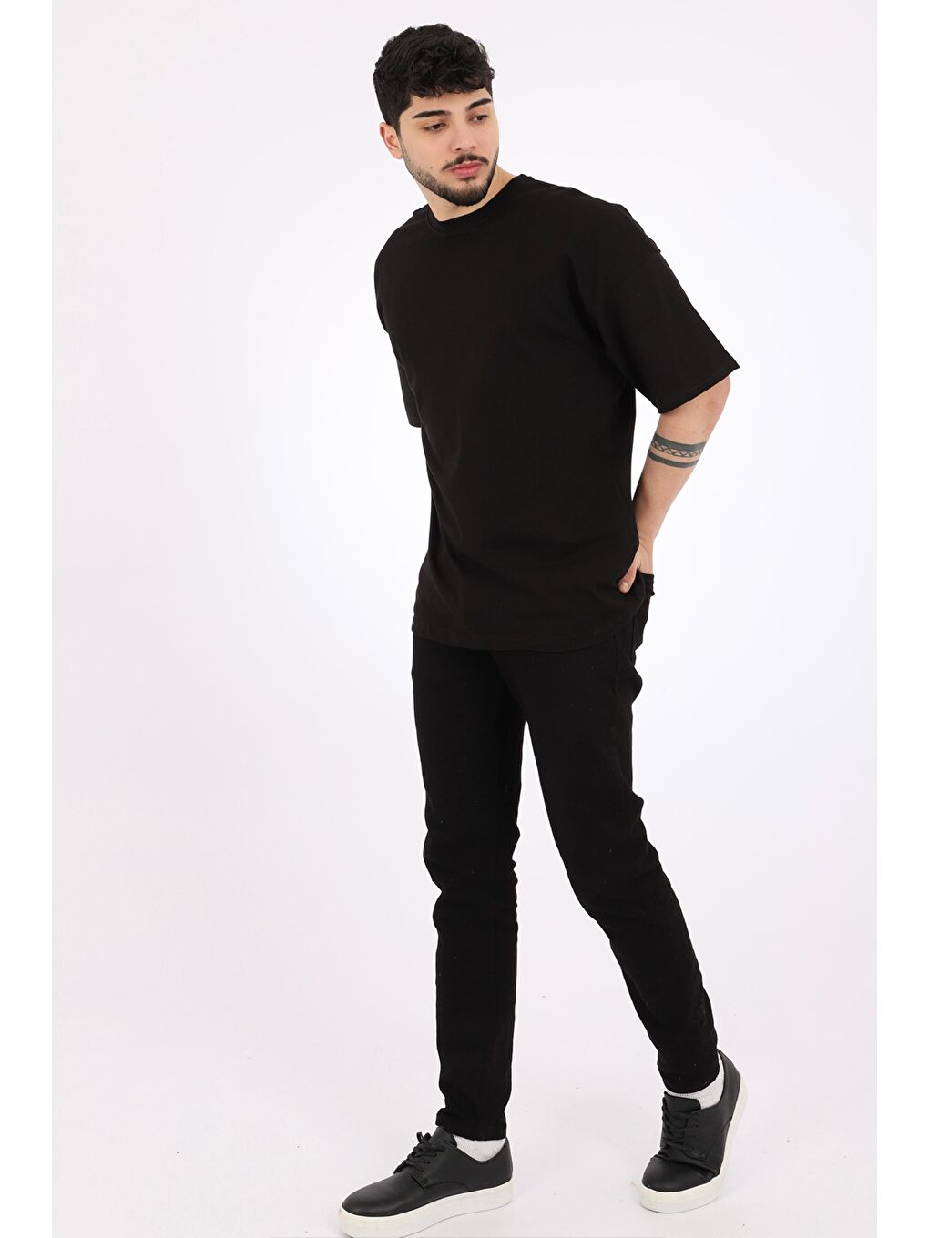 Stilkombin Siyah Basic Oversize Erkek Tişört BLD - 3