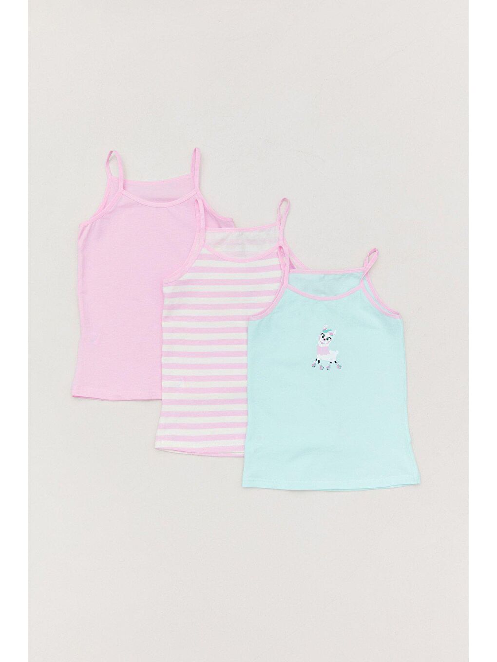 Pembe Baykuş Baskılı 3 Lü Kız Çocuk Atlet