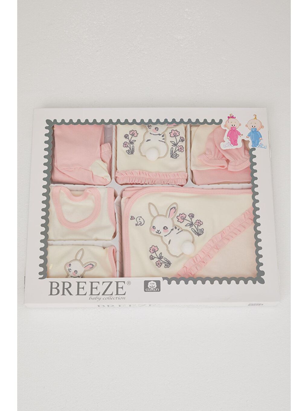 Ekru Kız Bebek Hastane Çıkışı 10 Lu Tavşan Nakışlı & Çiçekli Krem (0-3 Ay)-6