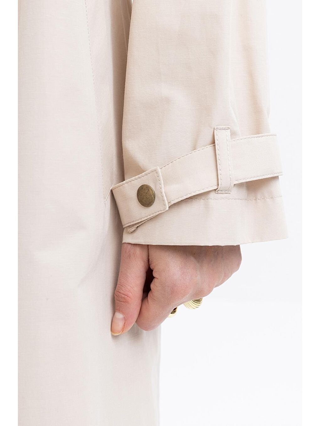 Bej Taş-Cepli Rüzgarlıklı Trençkot-5