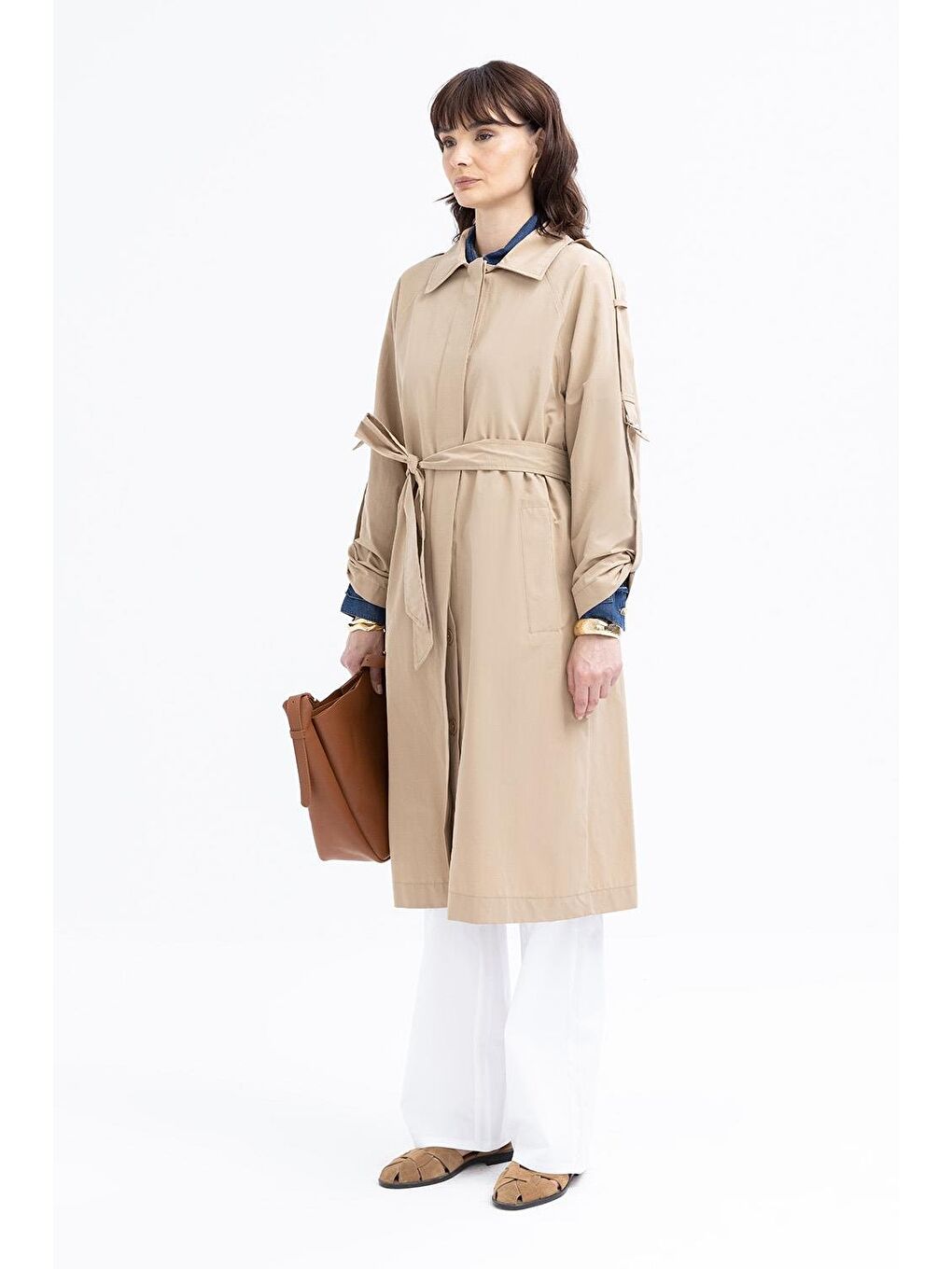 Bej-Cepli Apoletli Trençkot-2