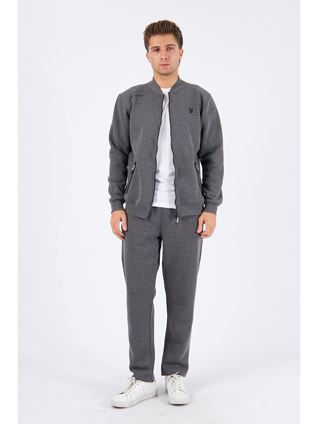 Şardonlu 3 Iplik Kışlık Eşofman Takımı Antrasit Melanj 5721-A-3