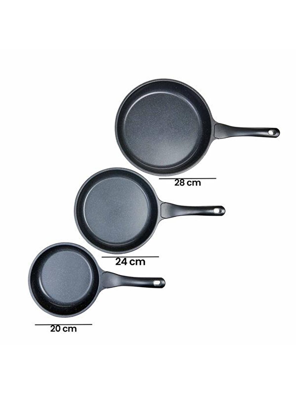 Gri 3'lü Granit Tava Seti - 20 cm + 24 cm + 28 cm-6