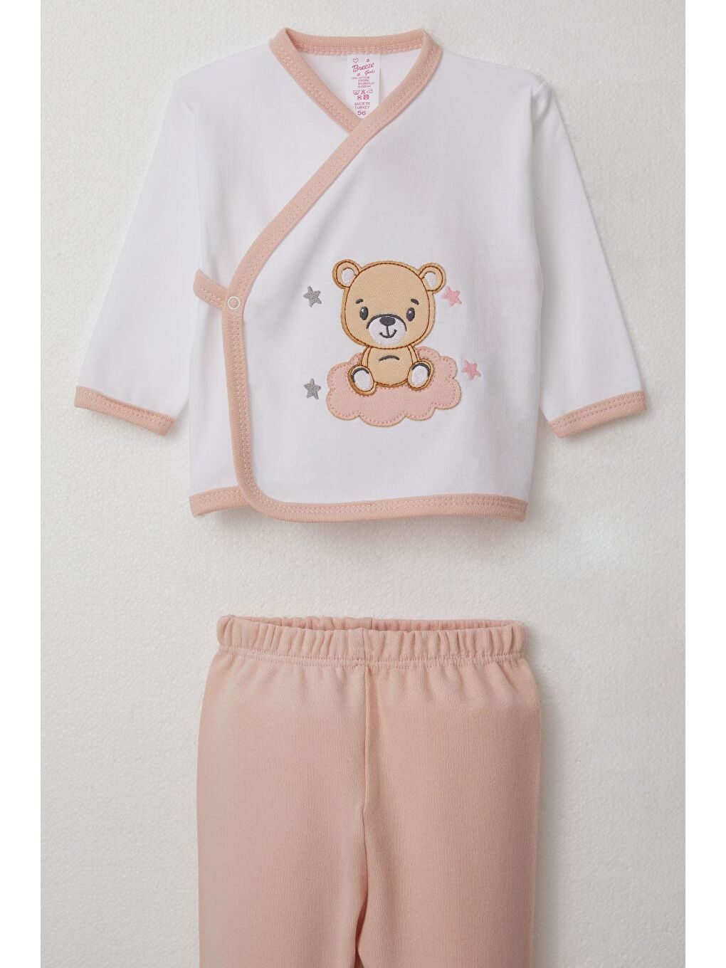 Kız Bebek Hastane Çıkışı 5 Li Sevimli Ayıcık Nakışlı Beyaz (0-3 Ay)-2