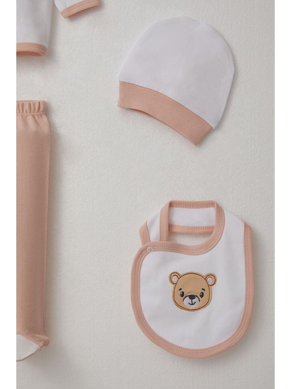 Kız Bebek Hastane Çıkışı 5 Li Sevimli Ayıcık Nakışlı Beyaz (0-3 Ay)-4