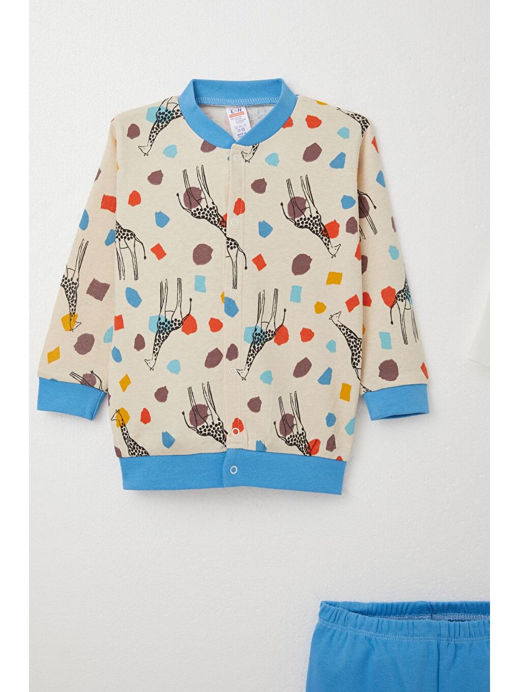 Erkek Bebek Zıbınlı 3 Lü Takım Benekli Zürafa Desenli Bej (4 Ay-1 Yaş)-3