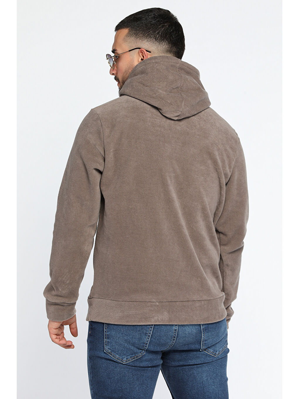 Mishar İtalia Gri Kapüşonlu Kanguru Cepli Erkek Polar Sweatshirt - 2