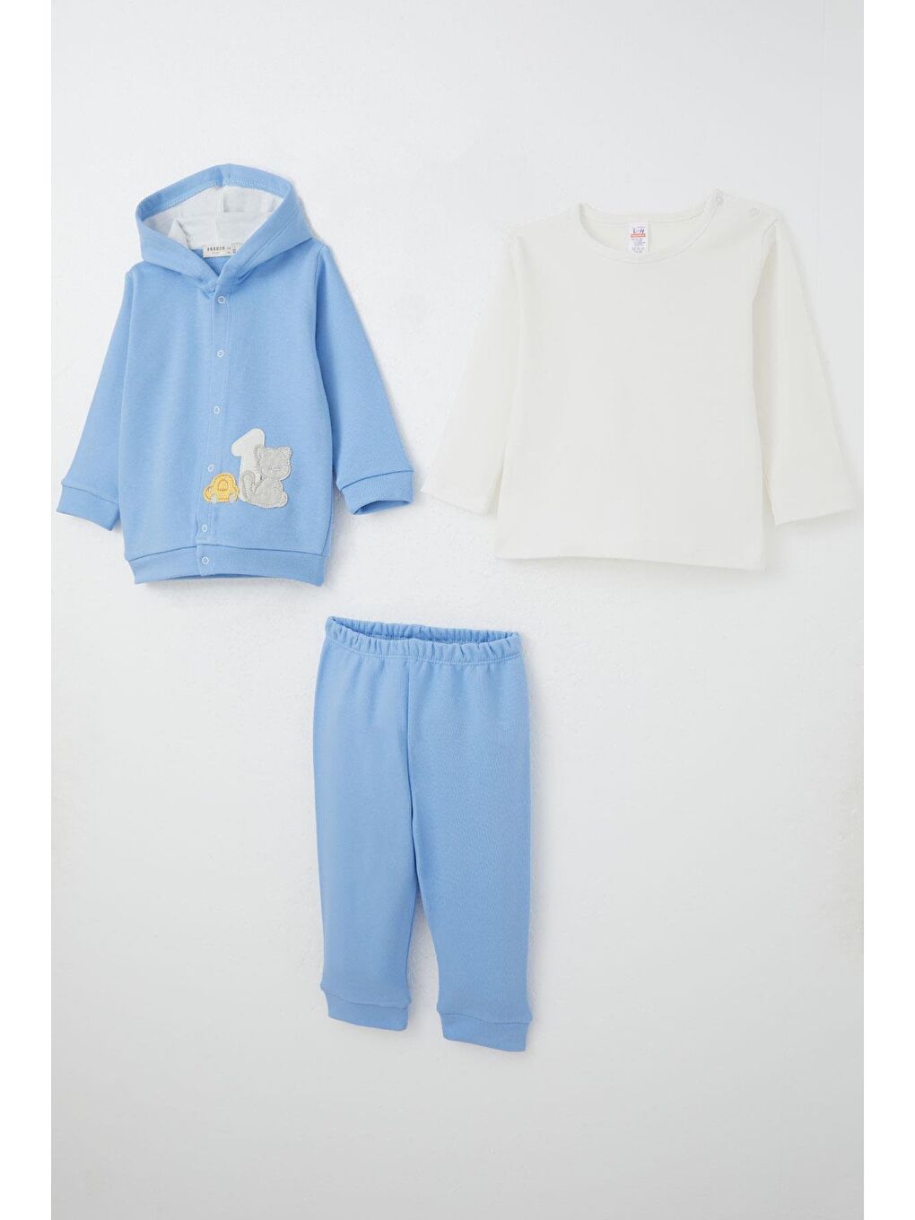 Erkek Bebek Bodyli 3 Lü Takım Patinin Araba Macerası Mavi (4 Ay-1 Yaş)