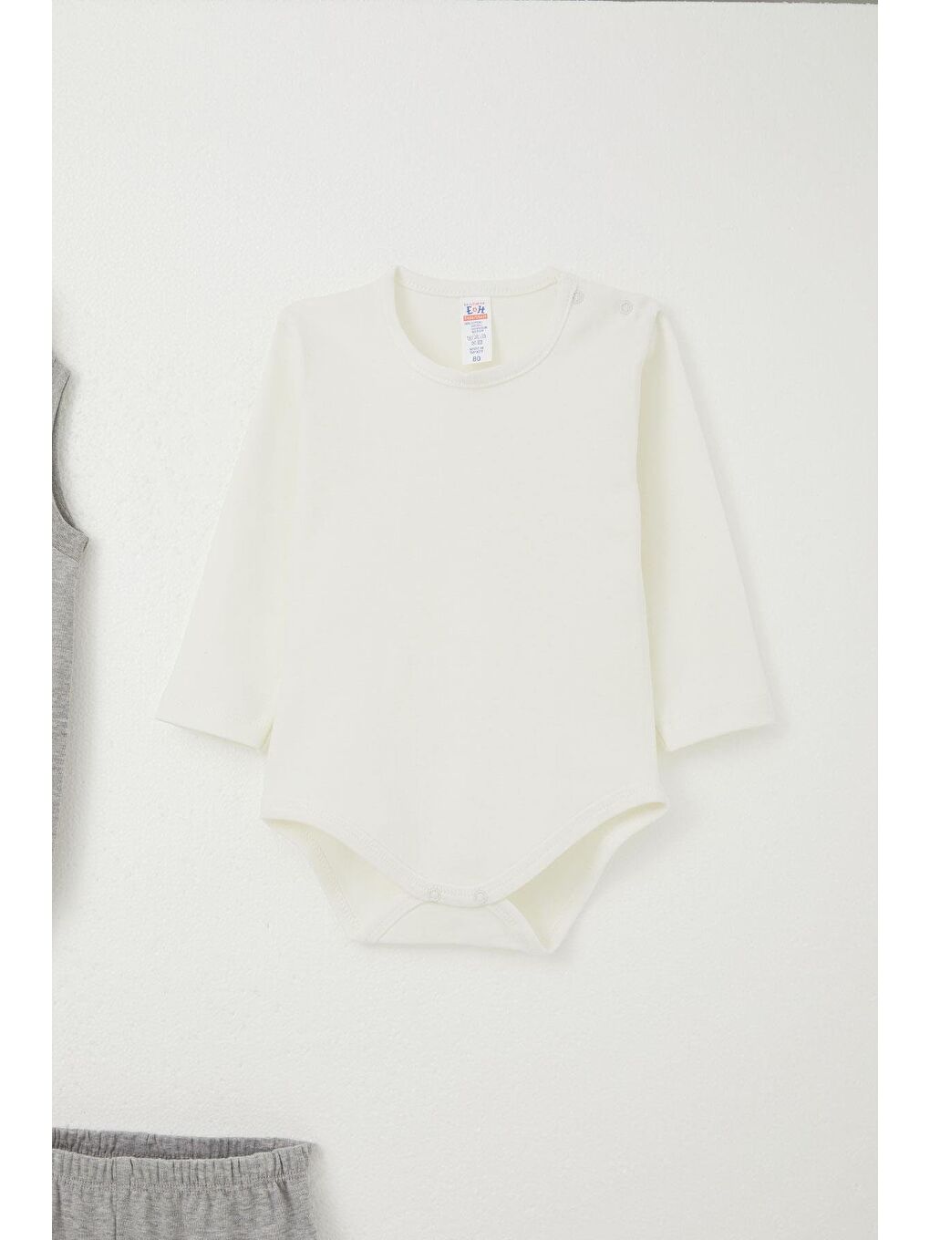 Erkek Bebek Zıbınlı 3 Lü Takım Sevimli Ayıcık Nakışlı Kapüşonlu Koyu Gri Melanj (4-9 Ay)-4