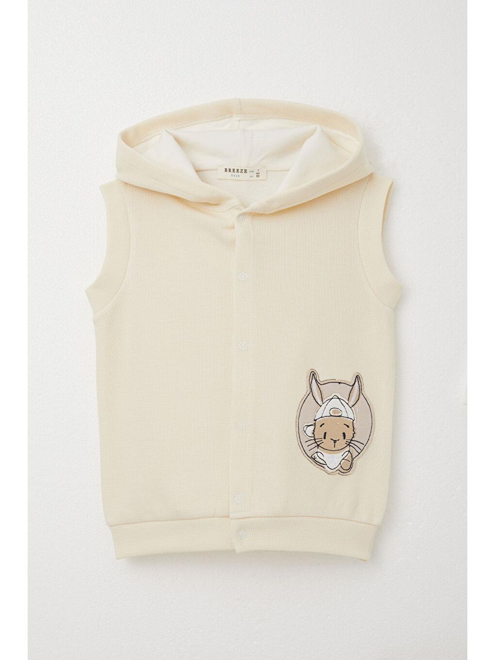 Ekru Erkek Bebek Zıbınlı 3 Lü Takım Sevimli Tavşancık Armalı Krem (4 Ay-1 Yaş)-1