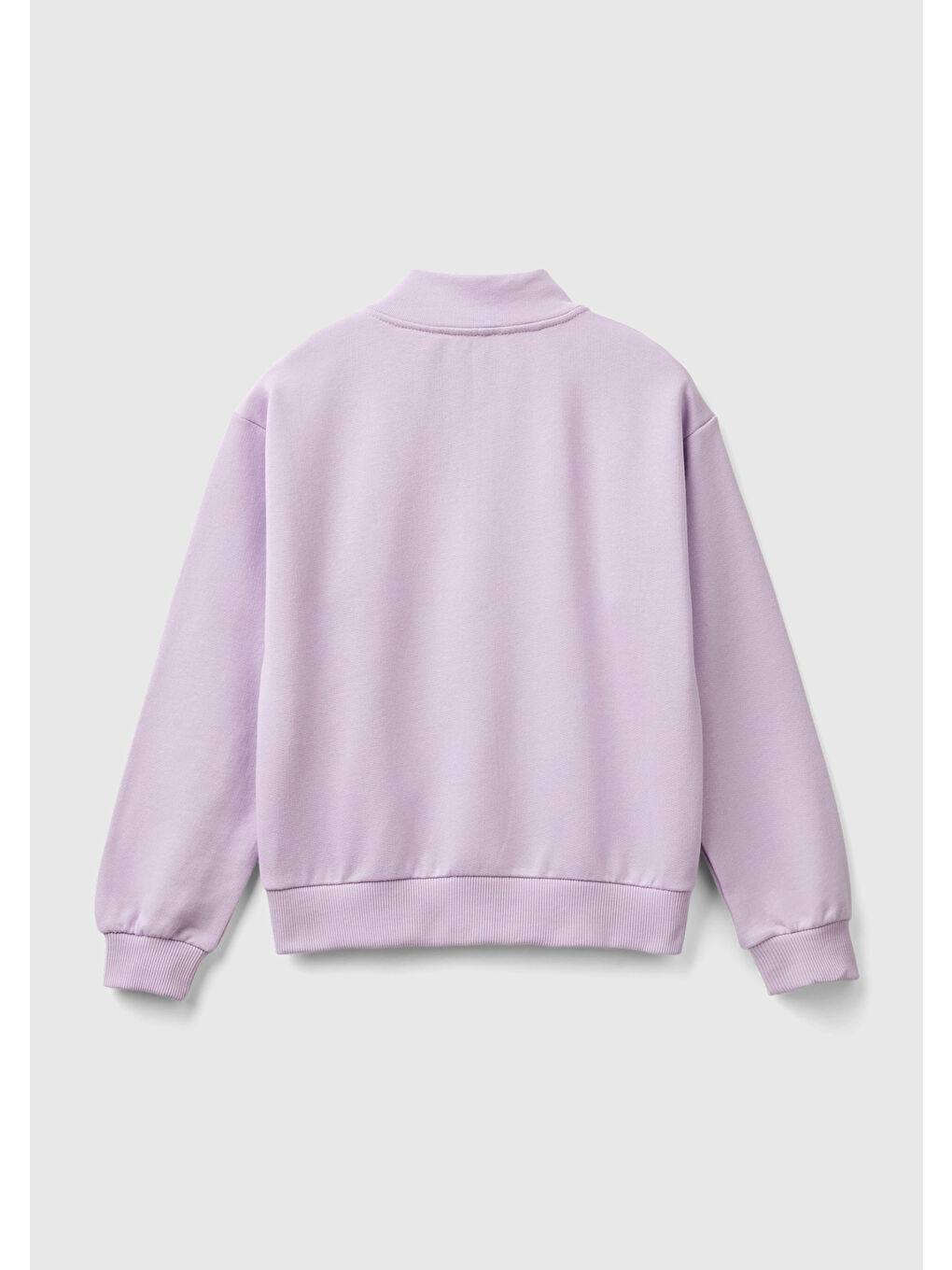 United Colors Of Benetton Lila Kız Çocuk Lila Parıltılı Logo Baskılı Fermuarlı Cepli Yüksek Yaka Sweatshirt - 1