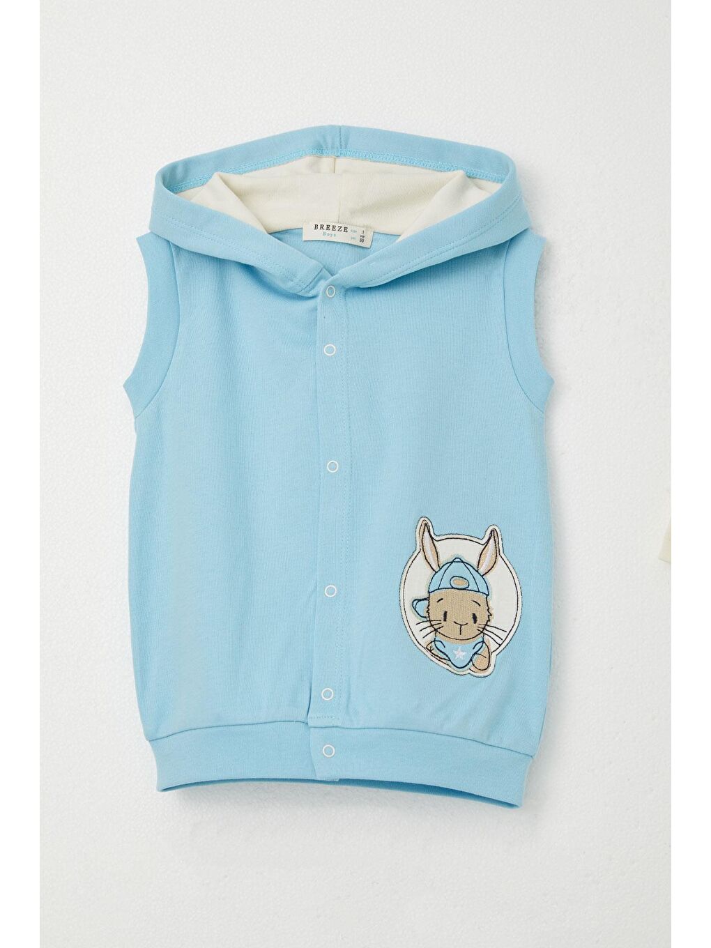 Erkek Bebek Zıbınlı 3 Lü Takım Sevimli Tavşancık Armalı Açık Mavi (4 Ay-1 Yaş)-2