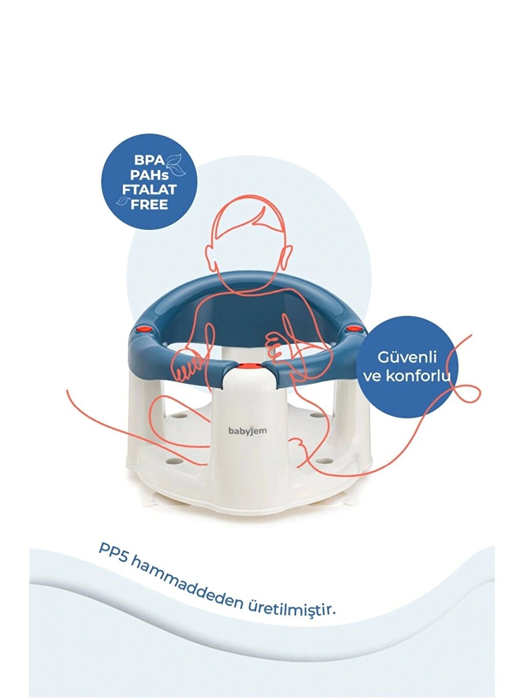 Önden Açılır Banyo & Mama Oturağı İndigo Mavi-6