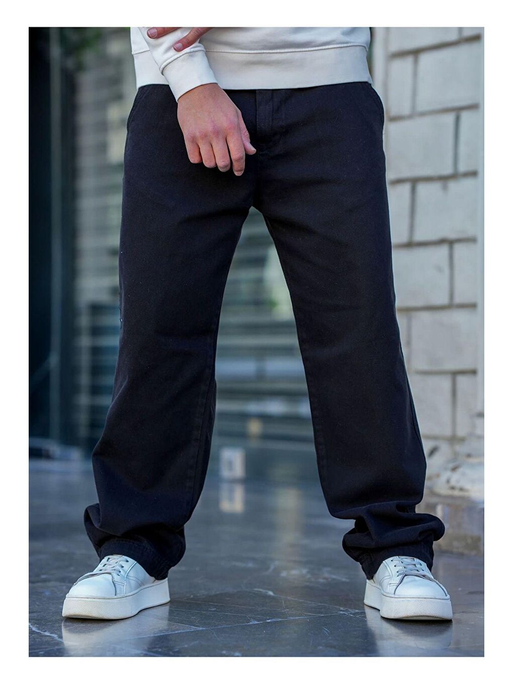 Siyah Erkek  Baggy Denim Jean Pantolon