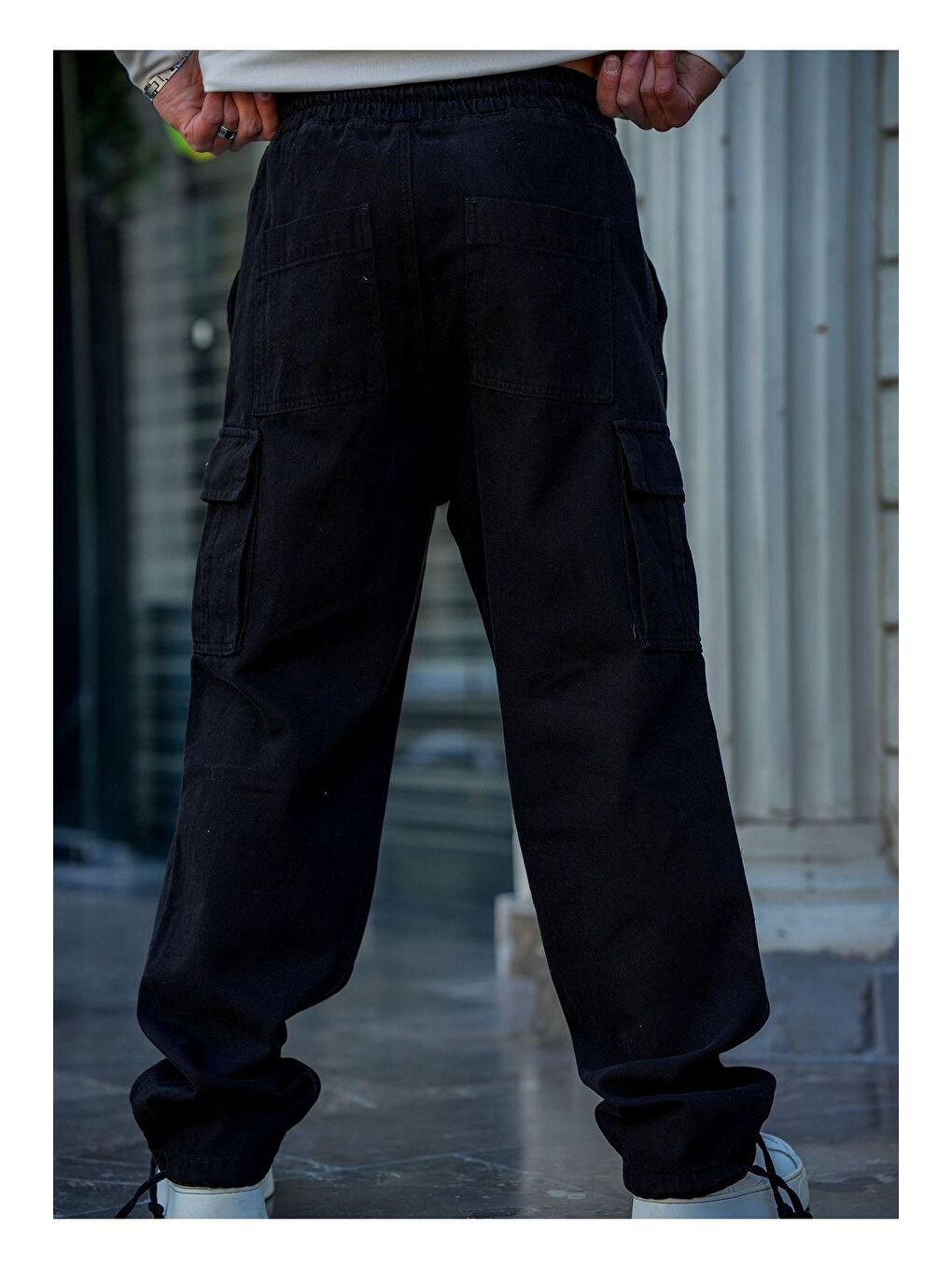 Siyah Erkek  Baggy Denim Jean Pantolon-2