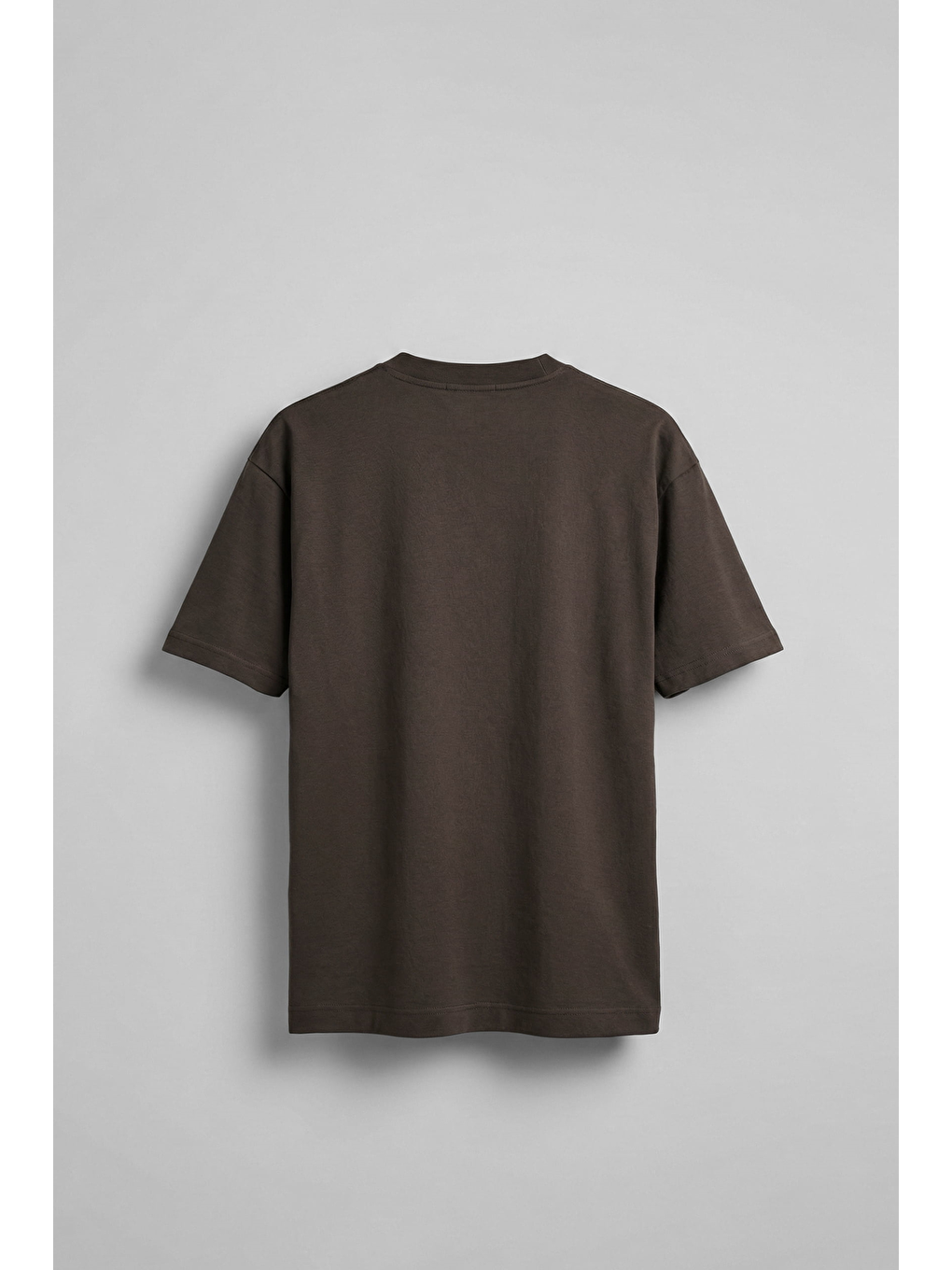 Erkek Oversize Premium Kumaş Gramajlı Basic T-Shirt Kahverengi-1