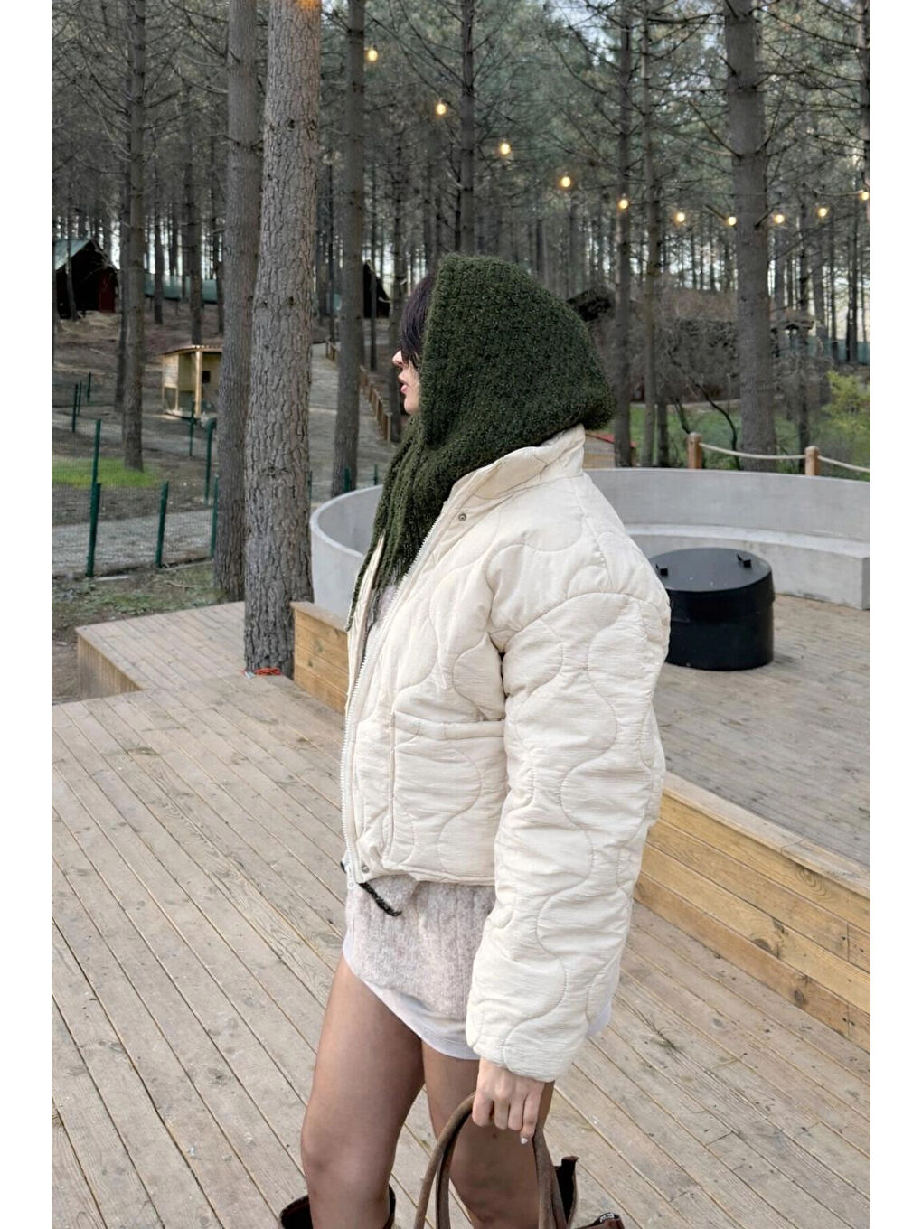 Kadın Haki Triko Balaklava Bere 594-14911-1