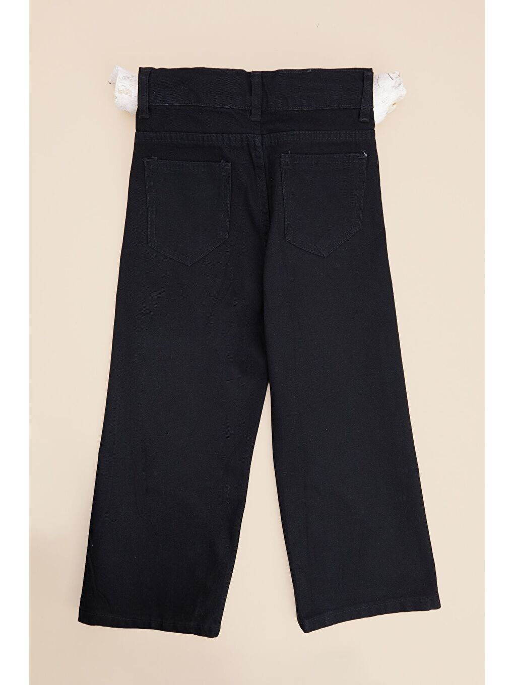 Siyah Taşlı Beli Ayarlanabilir Palazzo Kız Çocuk Pantolon-1