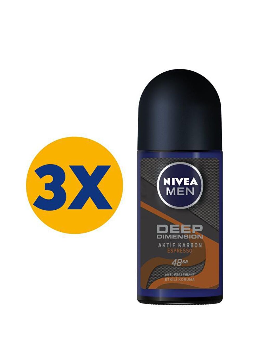 NIVEA Şeffaf Erkek Roll On Deodorant Espresso 50 ml 3'Lü