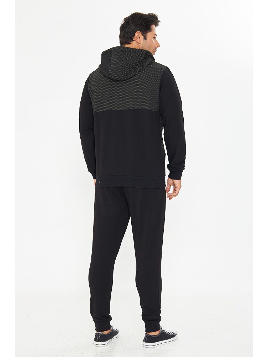 Erkek Tam Fermuarlı Kapüşonlu Eşofman Takımı Haki 5816-H-5