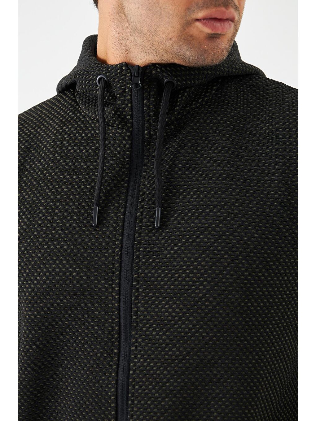 Erkek Tam Fermuarlı Kapüşonlu Eşofman Takımı Haki 5816-H-6