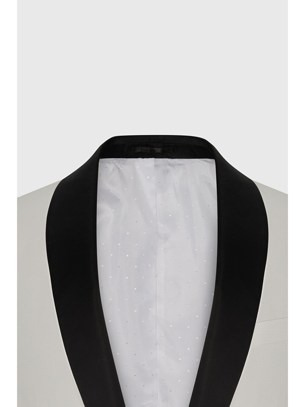 Erkek Beyaz-Siyah Slim Fit Dar Kesim Şal Yaka Desenli Klasik Smokin Takım-8