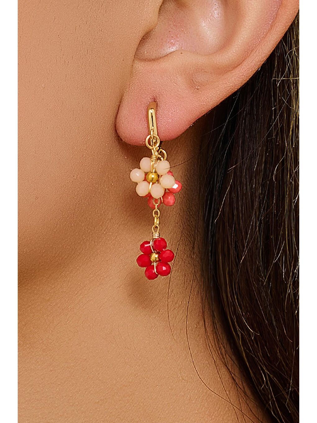 Sarı Çiçekli Kadın Küpe-1