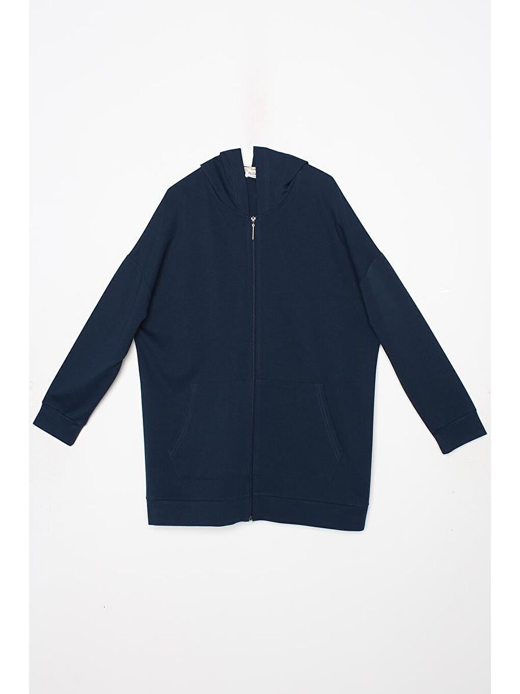 Koyu İndigo Kapüşonlu Fermuarlı Sweat Hırka-6
