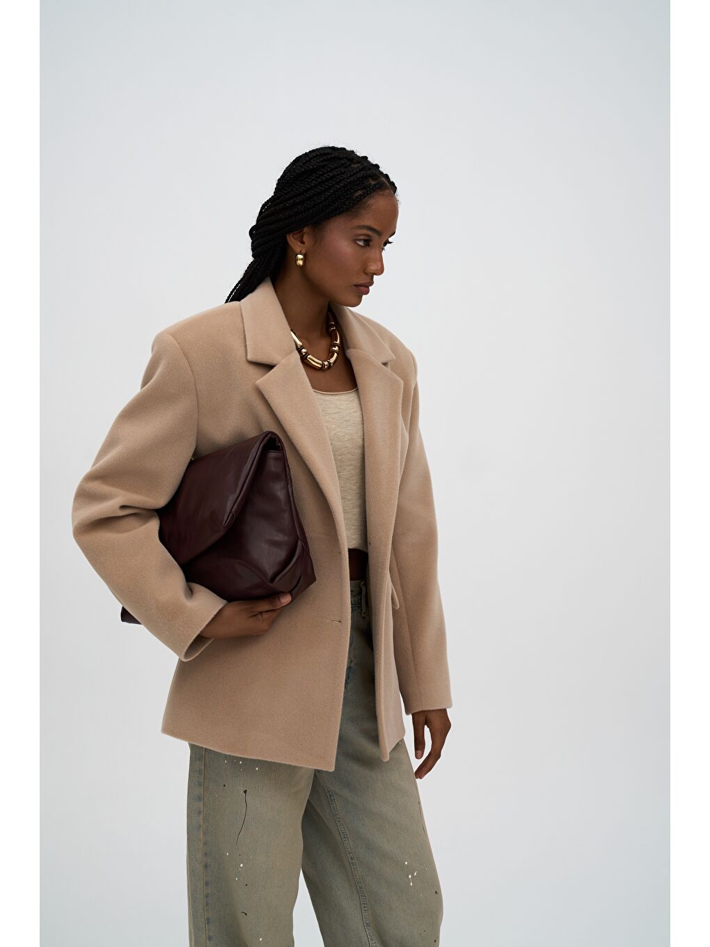 Kaela Bel Oturmalı Bej Blazer-1