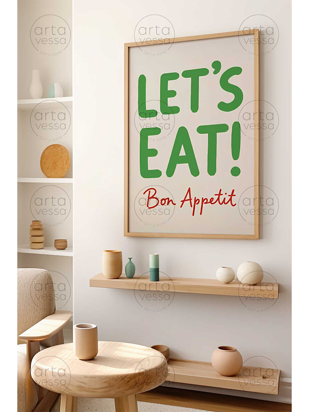 Beyaz Tek Parça Ham Renk Gerçek Ahşap Çerçeveli Tablo - TEKARTCRVMDF-24 - TEKARTCRVMDF24-5070-2